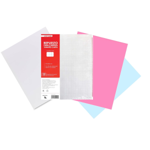Paquete hojas tutoria (5 blancas, 5 rosa, 5 azul pastel, 50 cuadro grande)
