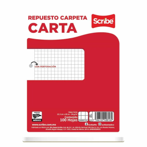Paquete 100 hojas cuadro chico con 3 perforaciones
