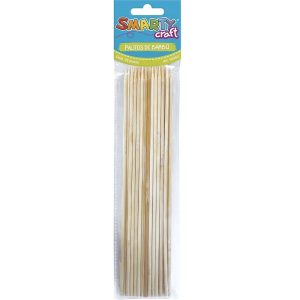 Palito de madera natural redondo de 20cm con 25pz